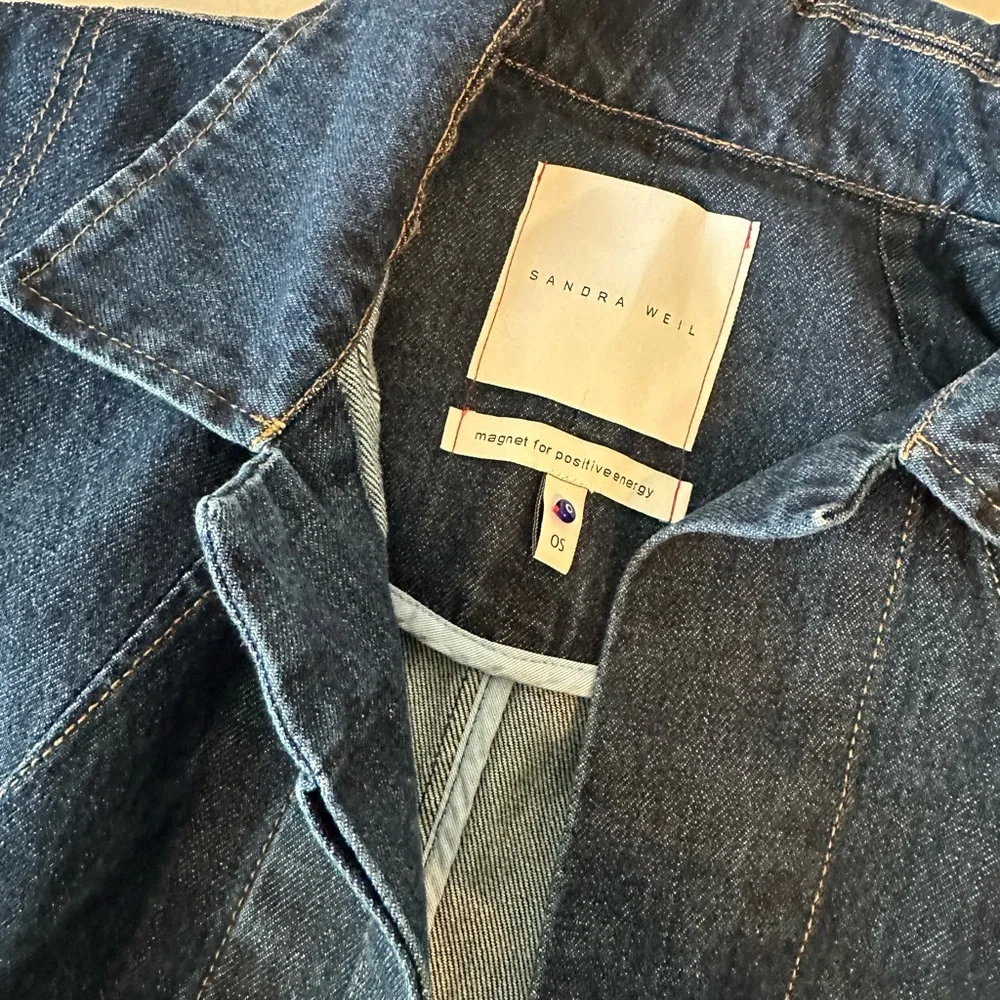 Sandra Weil Cargo Vest.  one size. Oversized 2 pocket denim vest - Picture 5 of 7